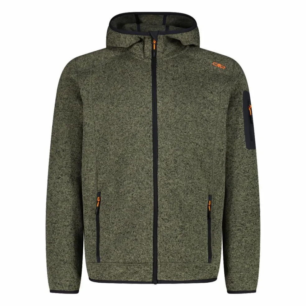 Giacca in pile da uomo in knit-tech mélange con cappuccio