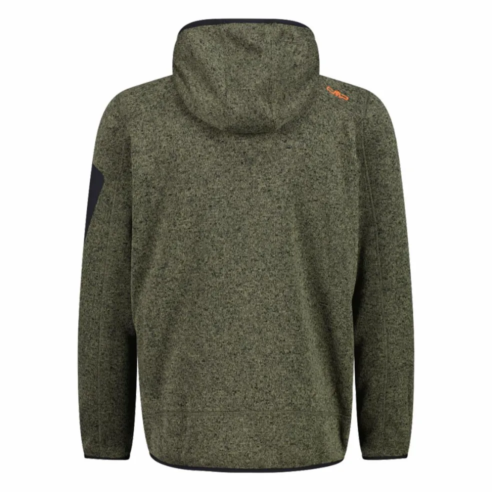 Giacca in pile da uomo in knit-tech mélange con cappuccio