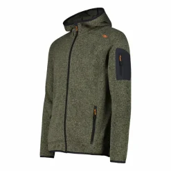 Giacca in pile da uomo in knit-tech mélange con cappuccio