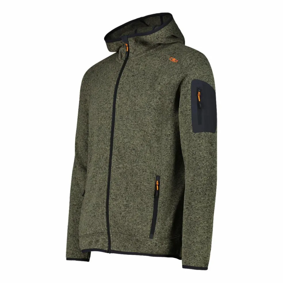 Giacca in pile da uomo in knit-tech mélange con cappuccio
