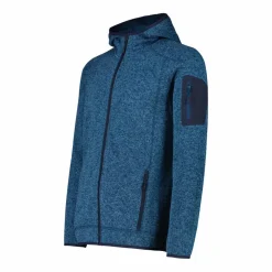 Giacca in pile da uomo in knit-tech mélange con cappuccio