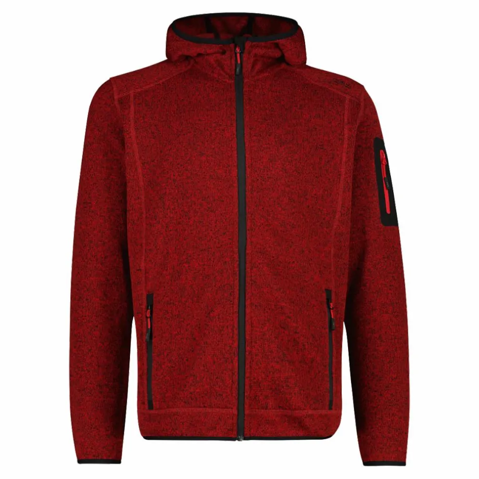 Giacca in pile da uomo in knit-tech mélange con cappuccio