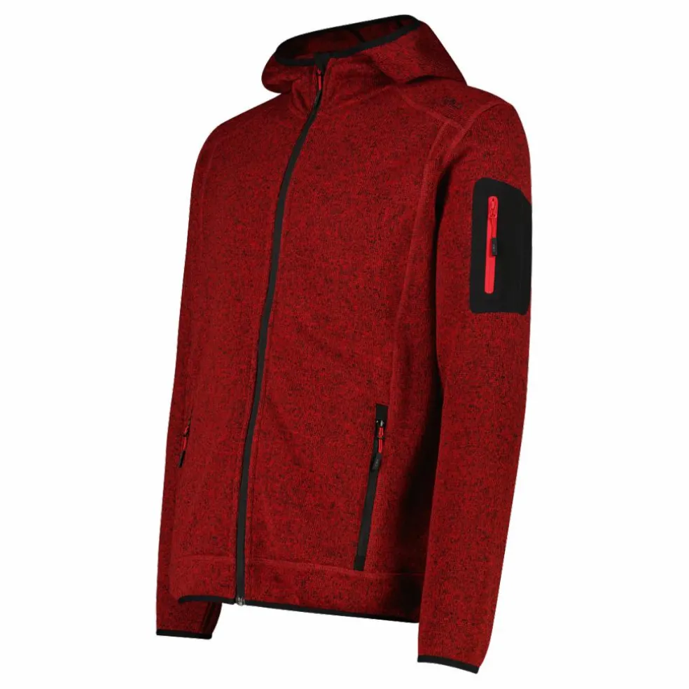 Giacca in pile da uomo in knit-tech mélange con cappuccio