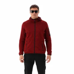 Giacca in pile da uomo in knit-tech mélange con cappuccio