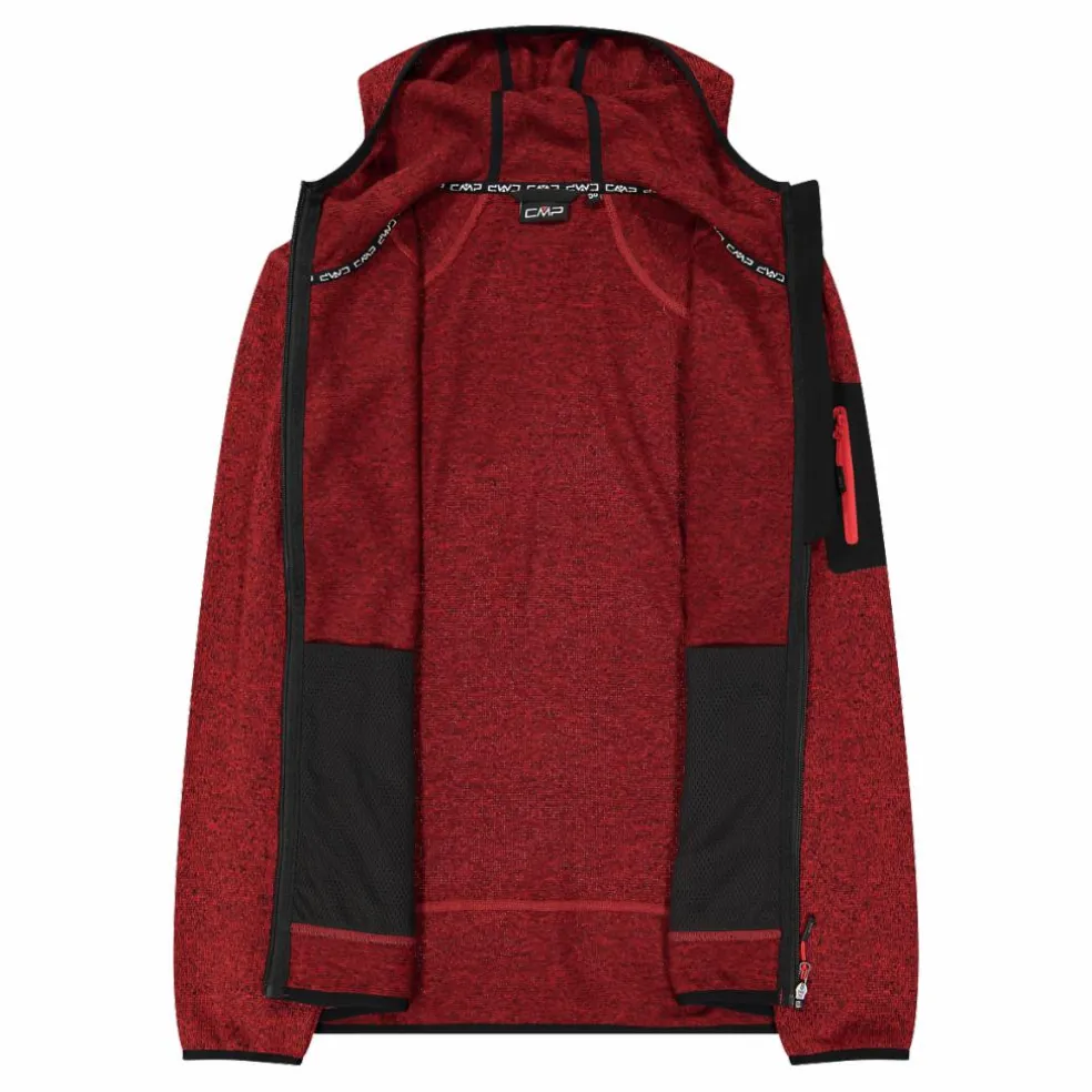 Giacca in pile da uomo in knit-tech mélange con cappuccio