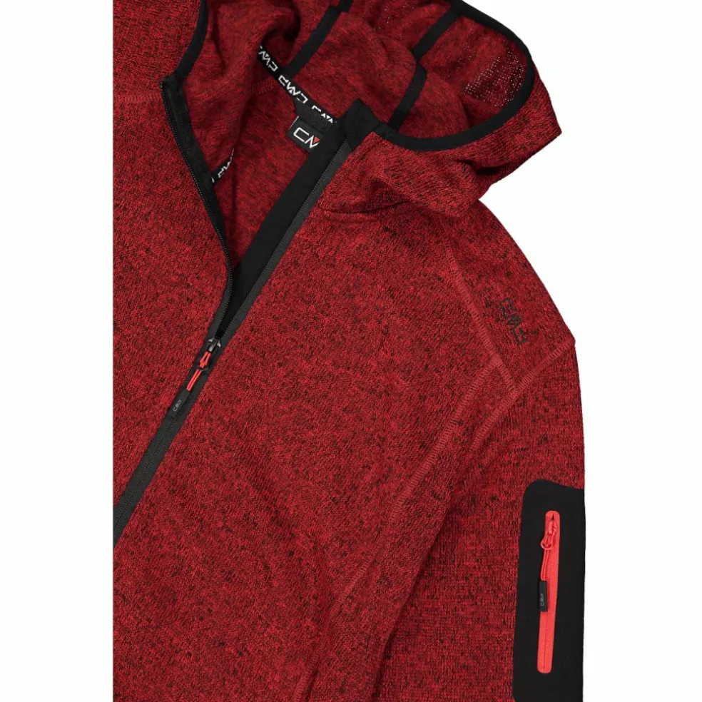 Giacca in pile da uomo in knit-tech mélange con cappuccio