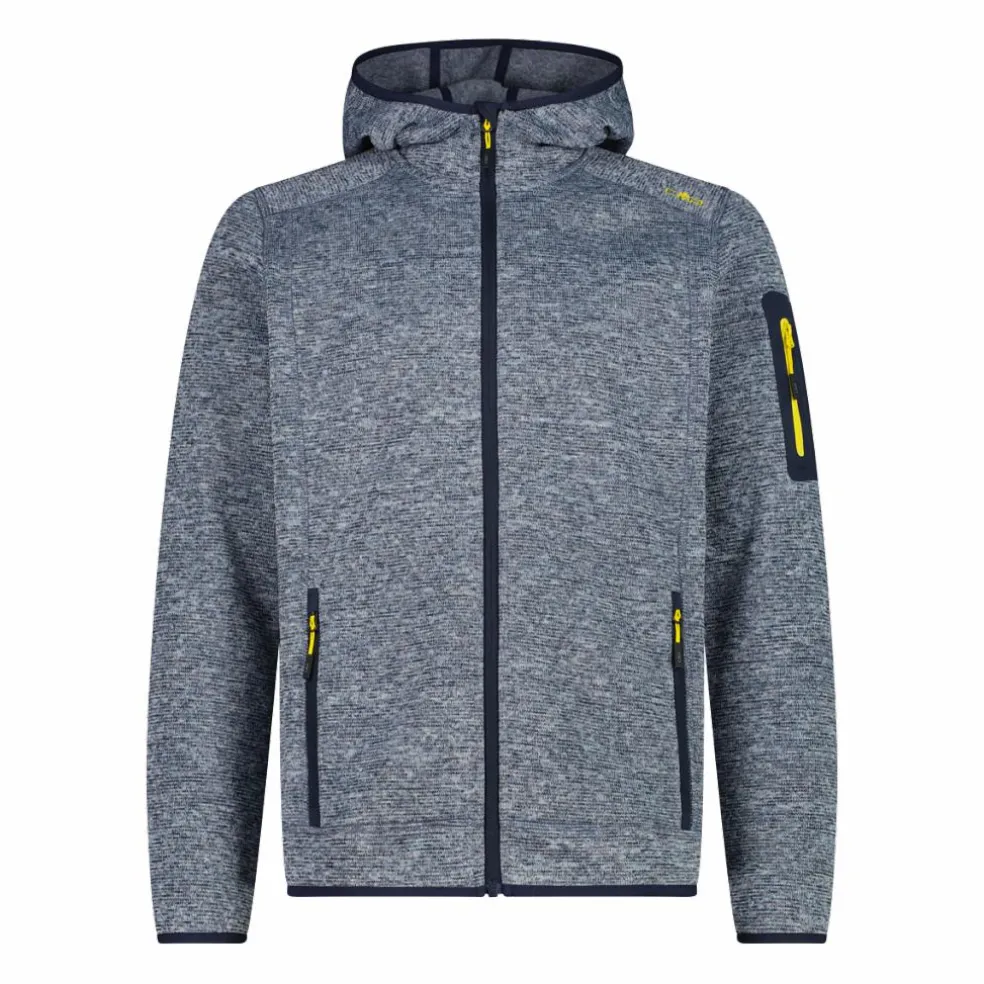 Giacca in pile da uomo in knit-tech mélange con cappuccio