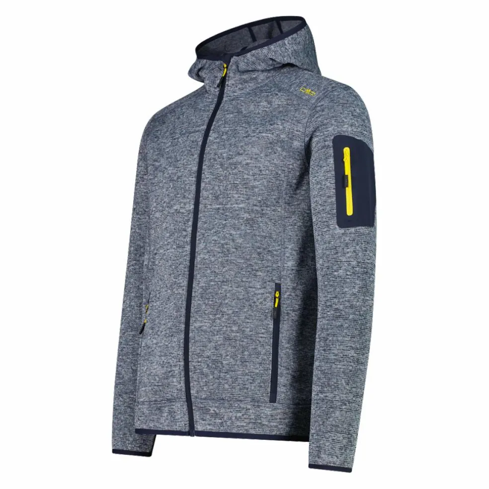 Giacca in pile da uomo in knit-tech mélange con cappuccio