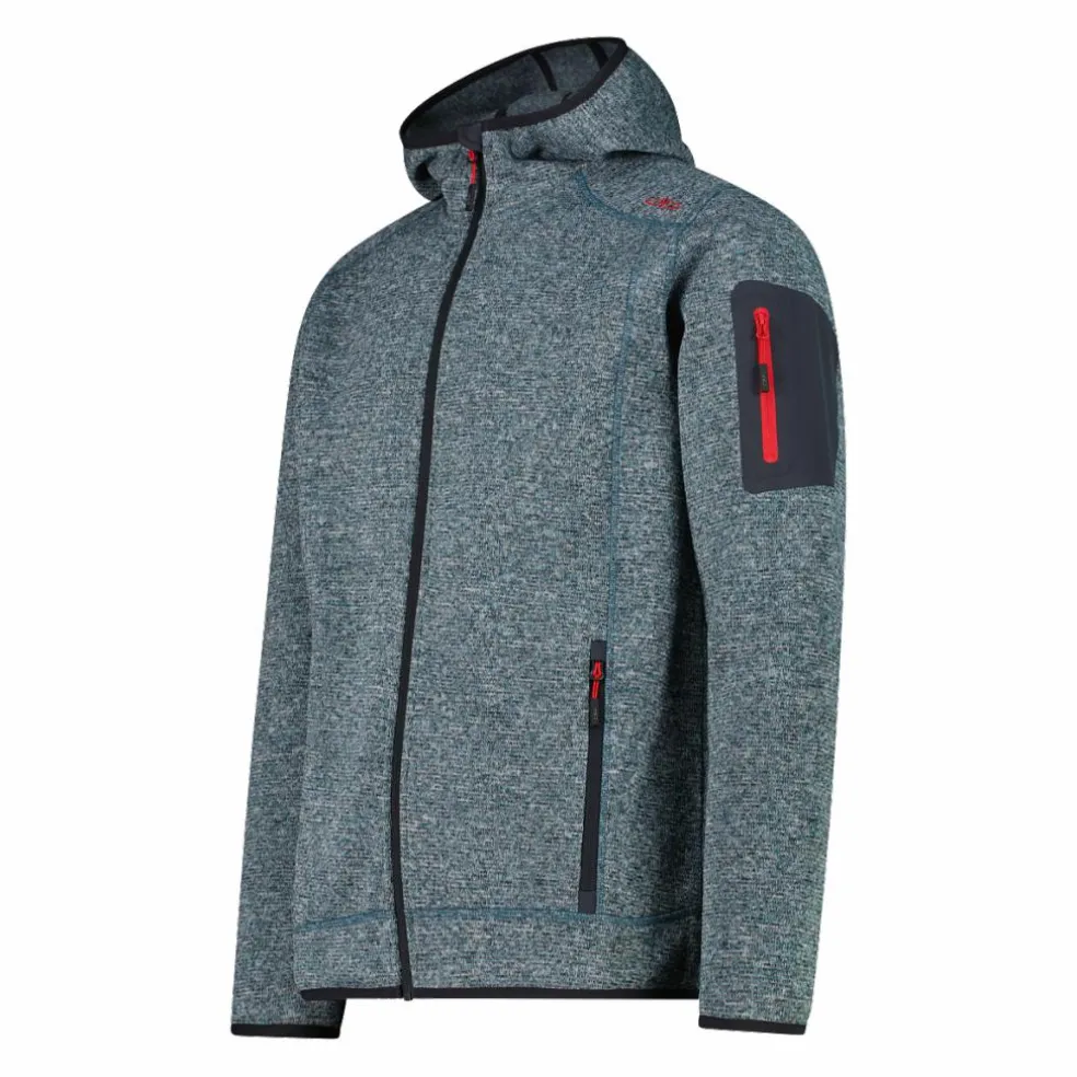 Giacca in pile da uomo in knit-tech mélange con cappuccio