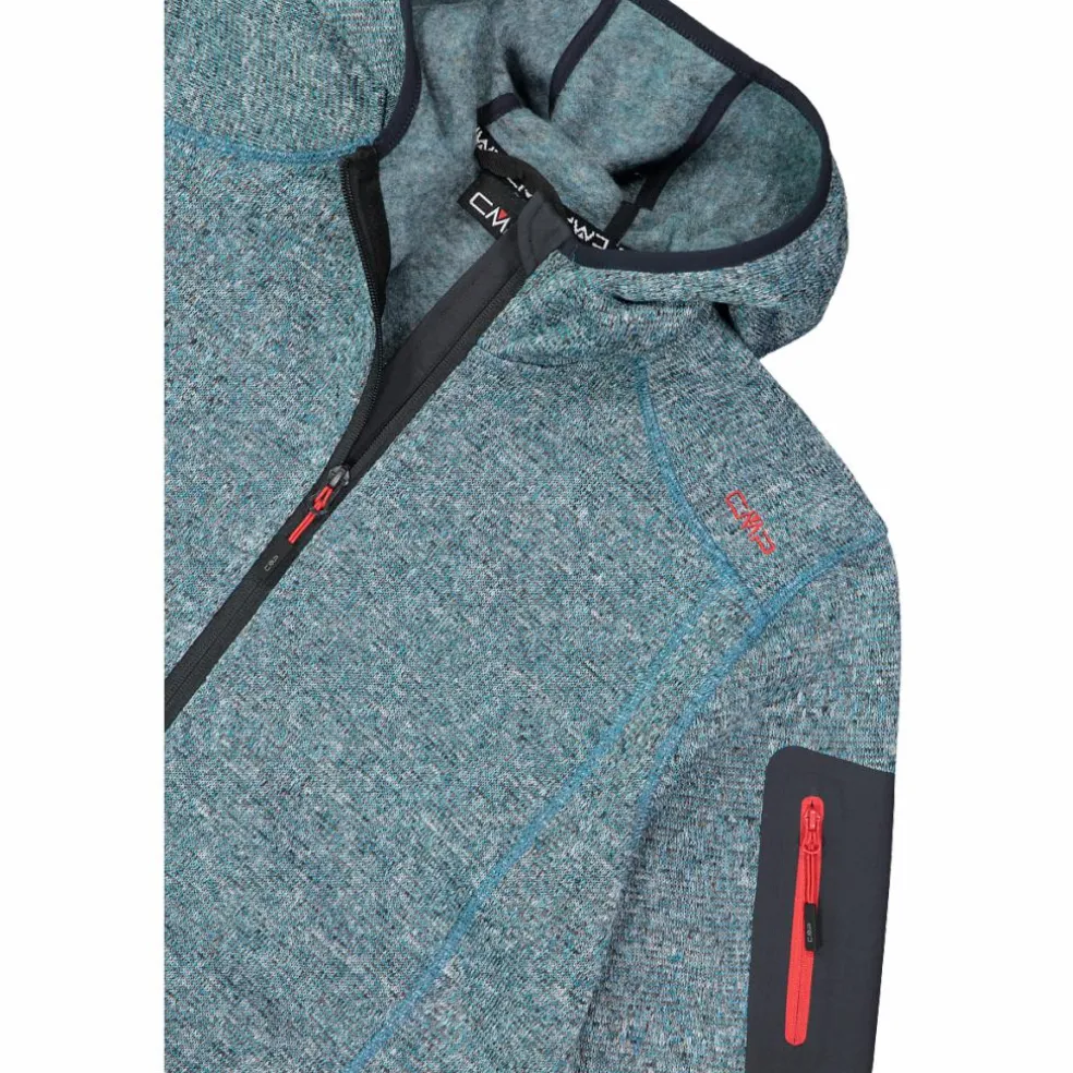 Giacca in pile da uomo in knit-tech mélange con cappuccio