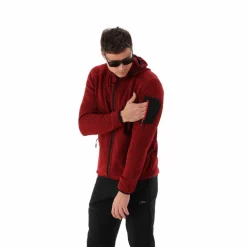 Giacca in pile da uomo in knit-tech mélange con cappuccio