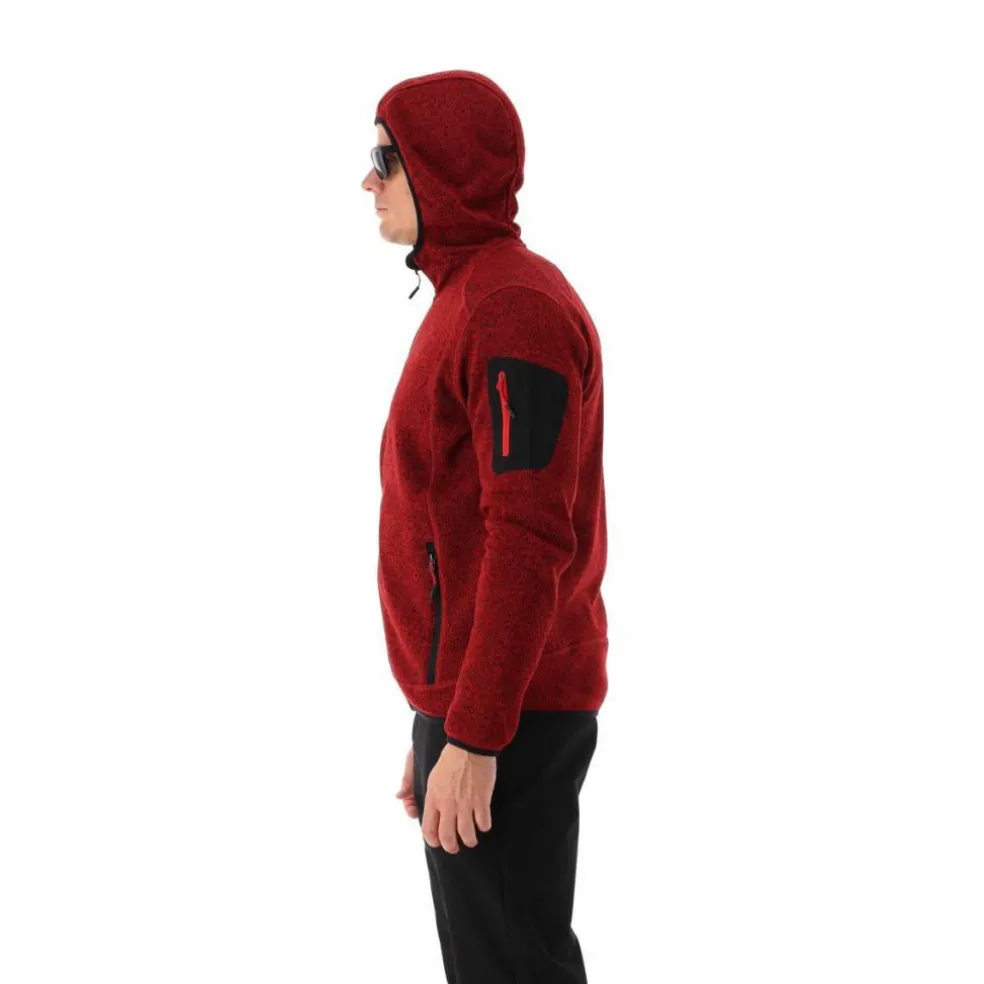 Giacca in pile da uomo in knit-tech mélange con cappuccio