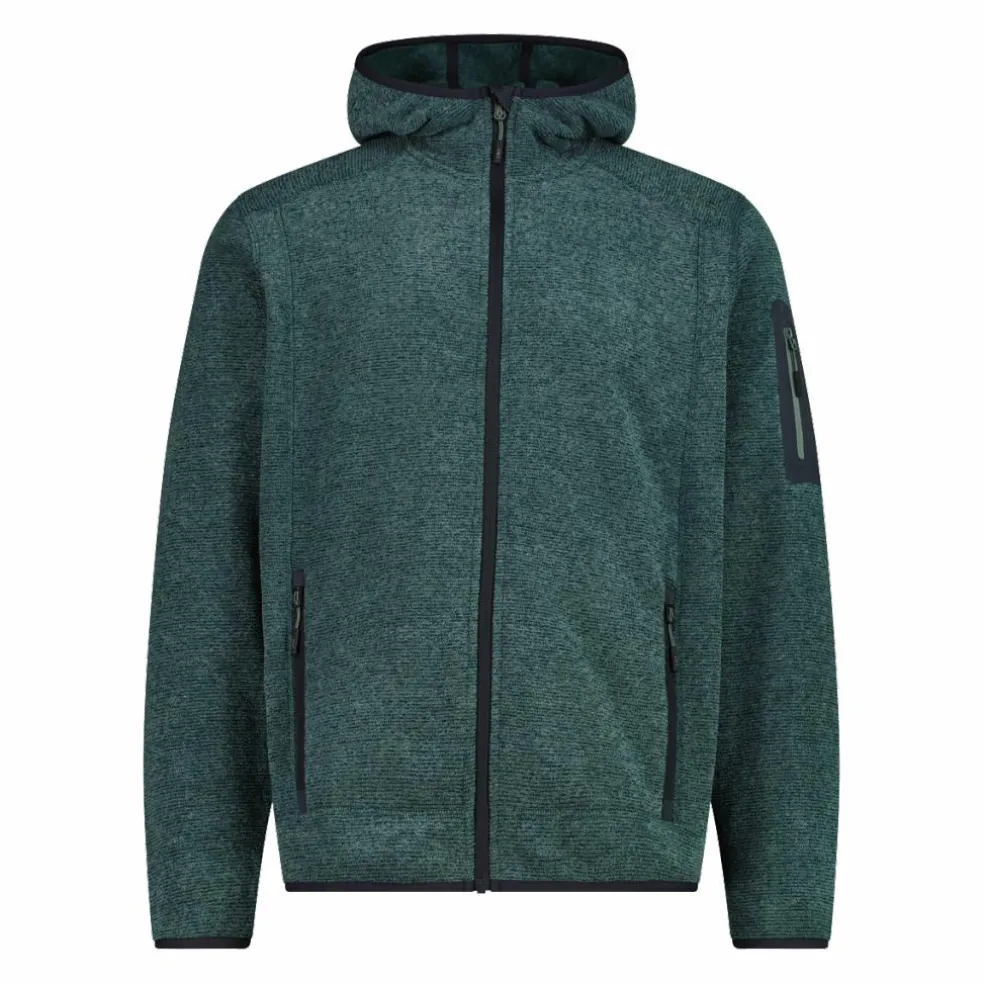 Giacca in pile da uomo in knit-tech mélange con cappuccio