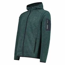 Giacca in pile da uomo in knit-tech mélange con cappuccio