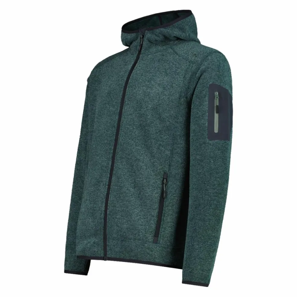 Giacca in pile da uomo in knit-tech mélange con cappuccio