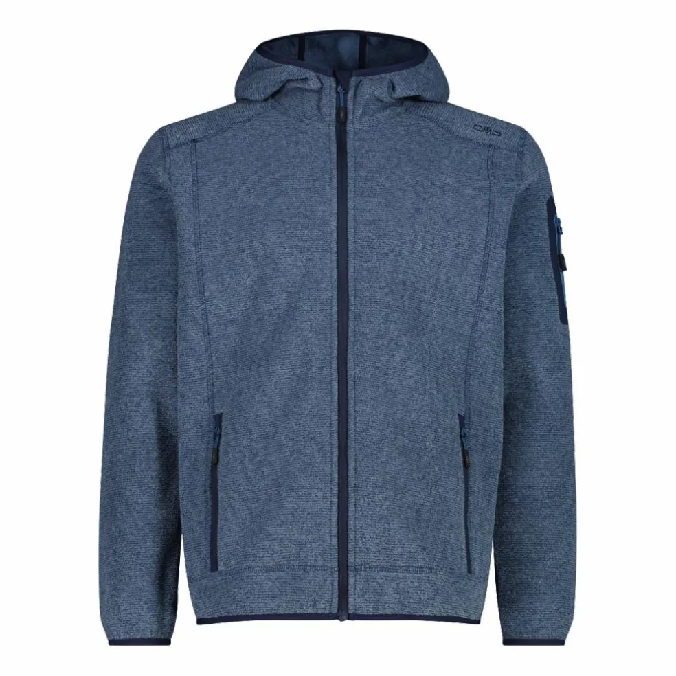 Giacca in pile da uomo in knit-tech mélange con cappuccio