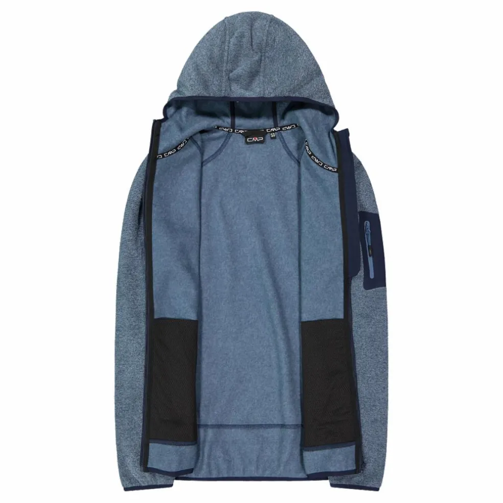 Giacca in pile da uomo in knit-tech mélange con cappuccio