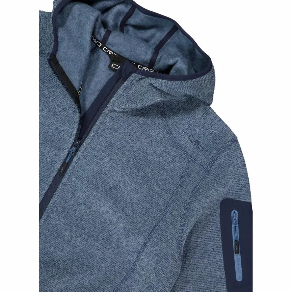 Giacca in pile da uomo in knit-tech mélange con cappuccio
