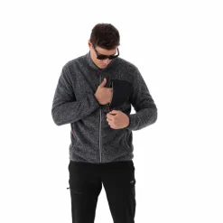 Giacca in pile HighLoft da uomo con tasca termoapplicata melange