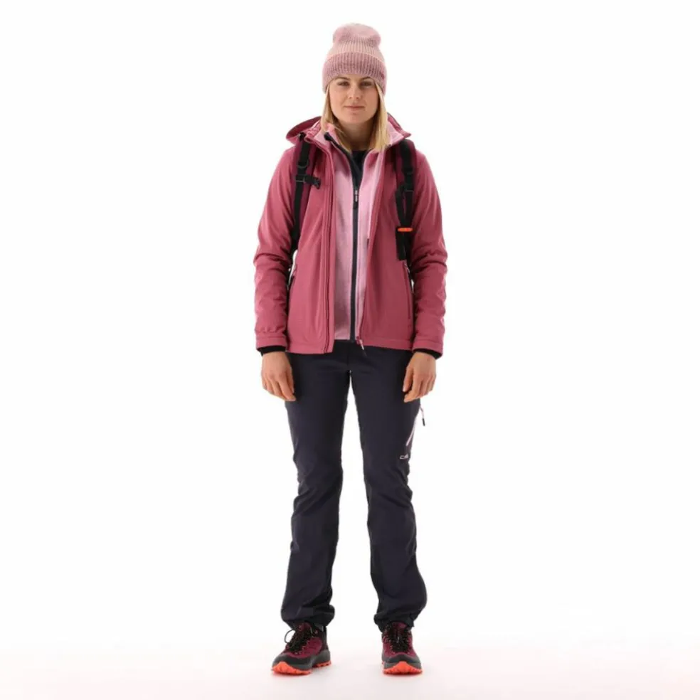 Giacca in softshell da donna con cappuccio staccabile