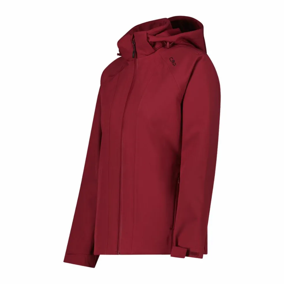 Giacca in softshell elasticizzata da donna con cappuccio staccabile