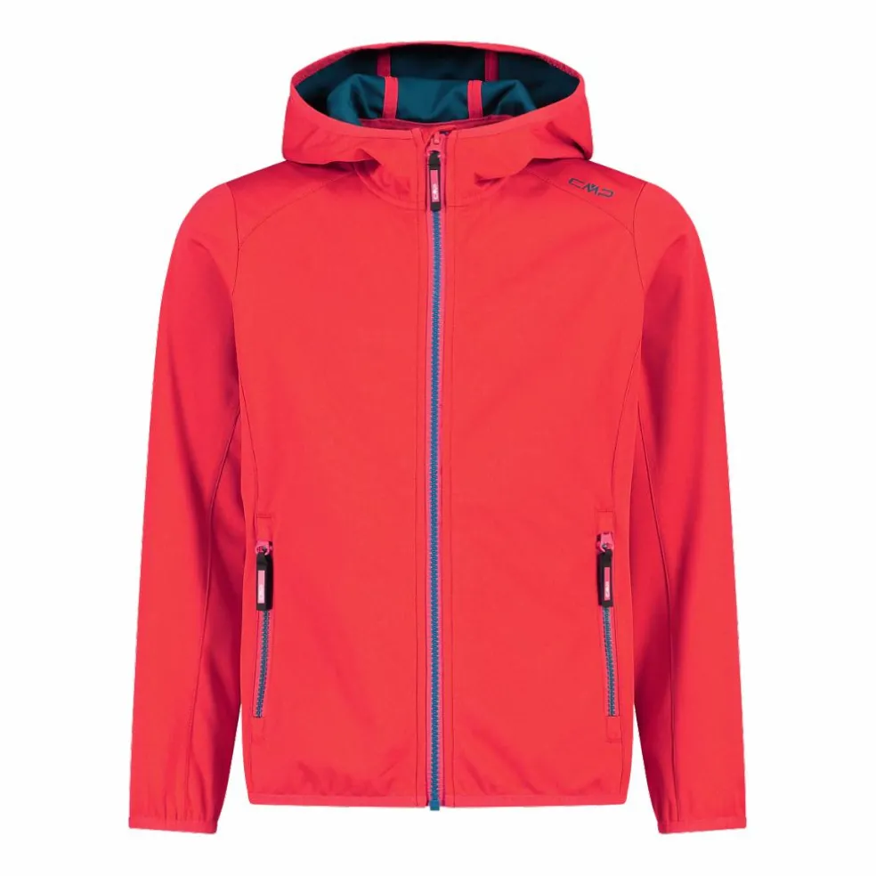 Giacca in softshell leggero da bambina con cappuccio fisso