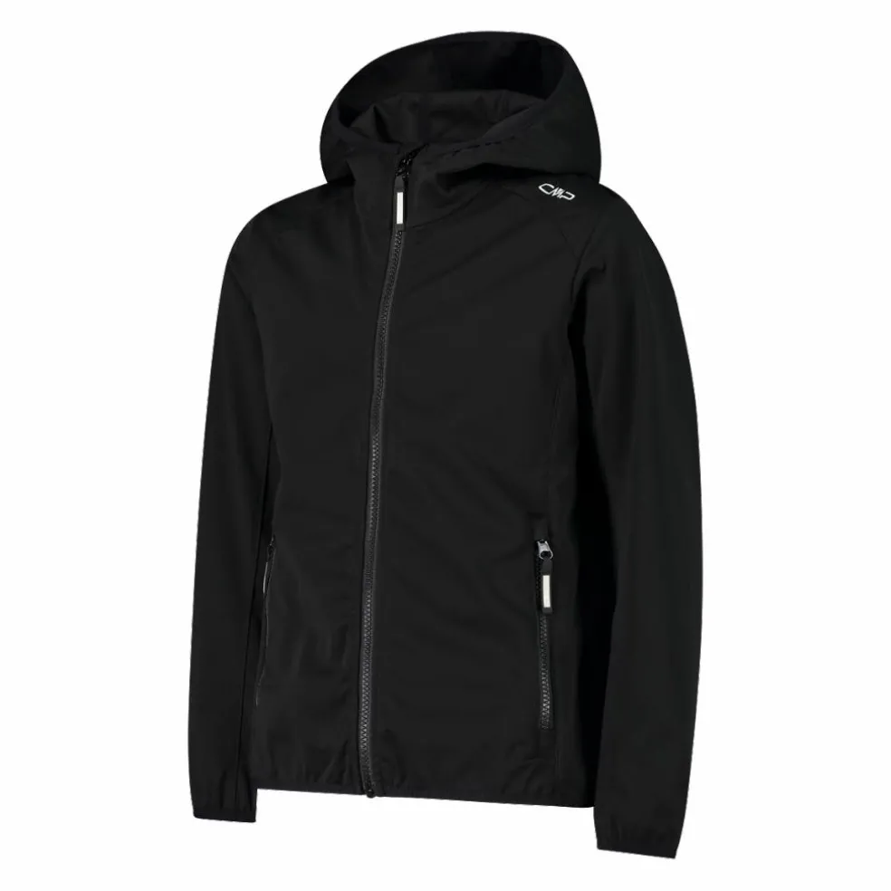 Giacca in softshell leggero da bambina con cappuccio fisso