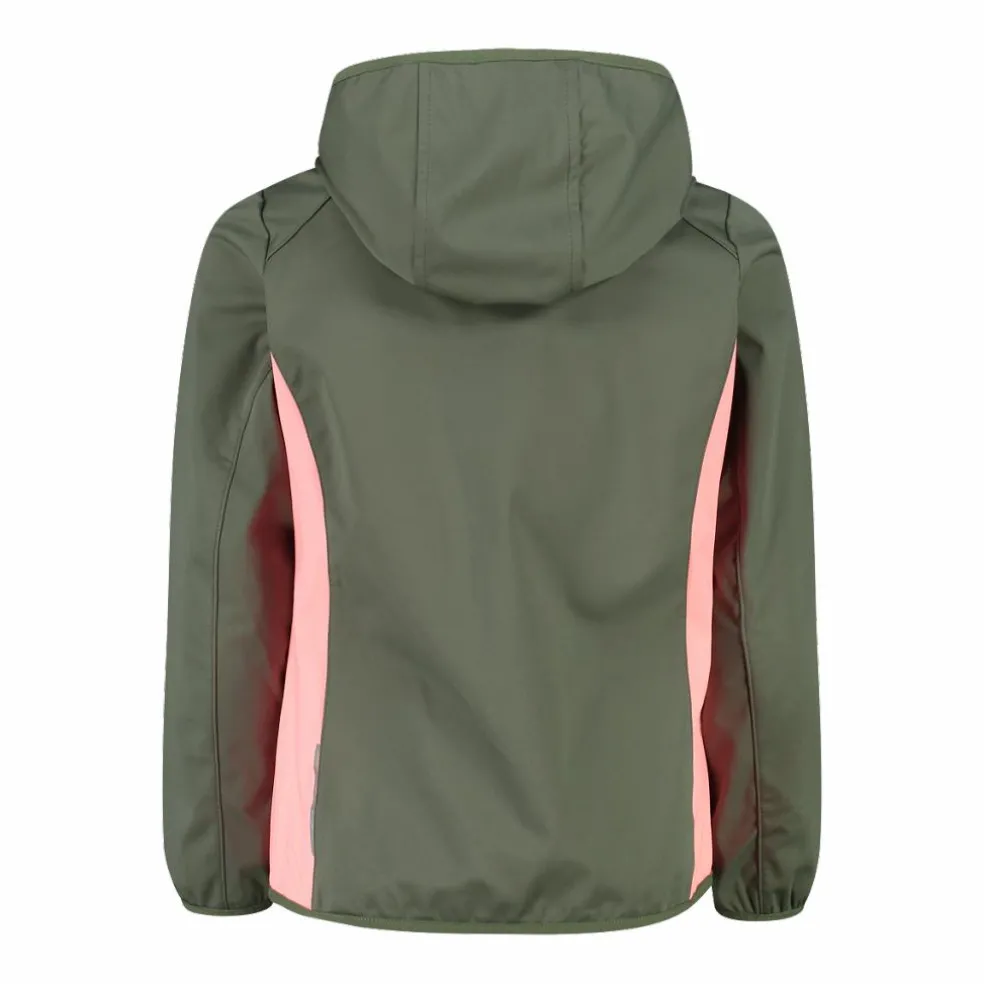 Giacca in softshell leggero da bambina con cappuccio fisso