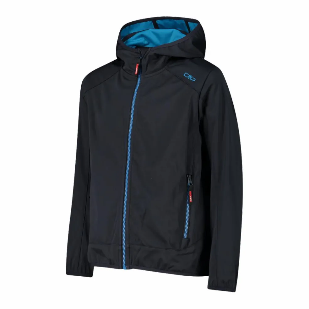 Giacca in softshell leggero da bambino con cappuccio fisso