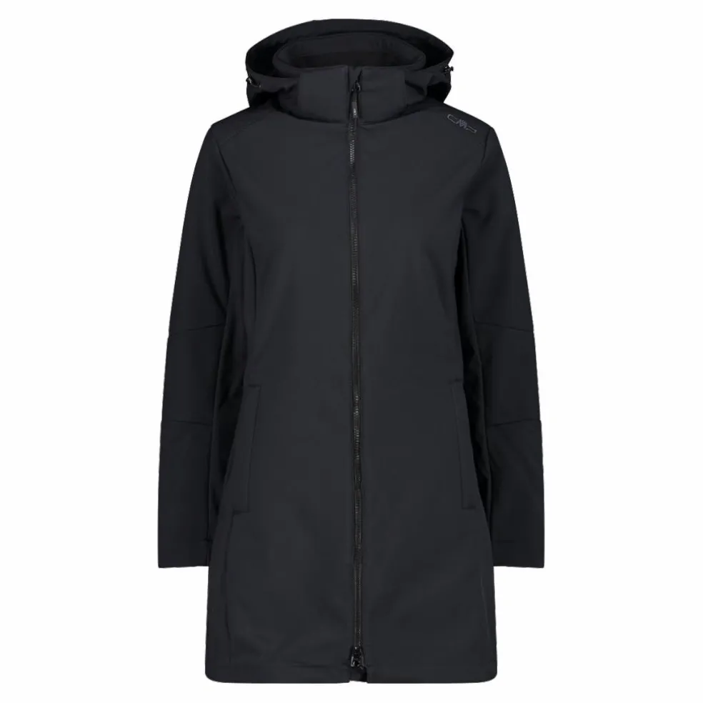 Giacca lunga da donna in softshell
