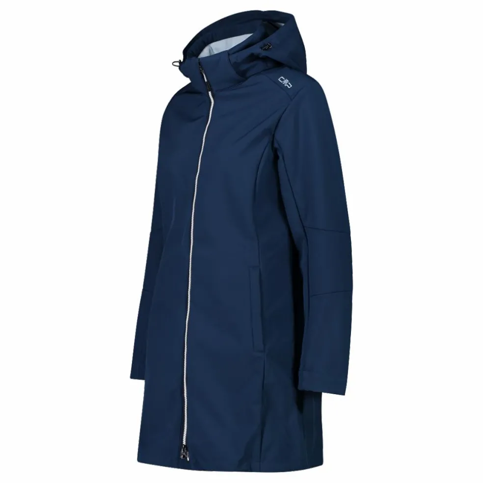 Giacca lunga da donna in softshell