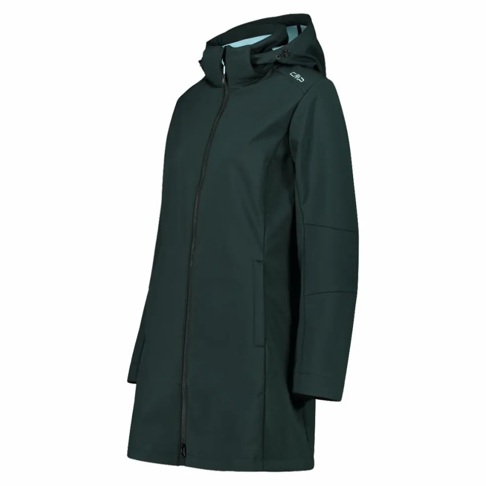 Giacca lunga da donna in softshell