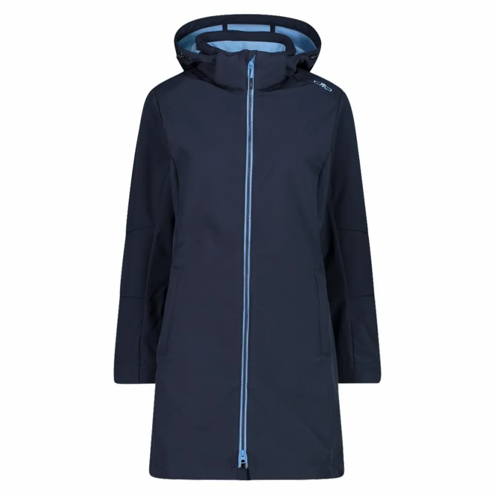 Giacca lunga da donna in softshell