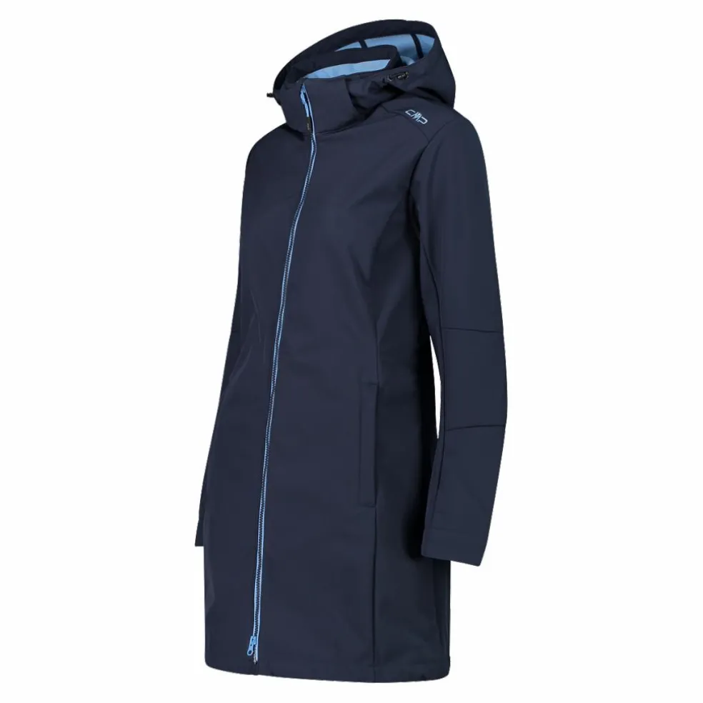Giacca lunga da donna in softshell