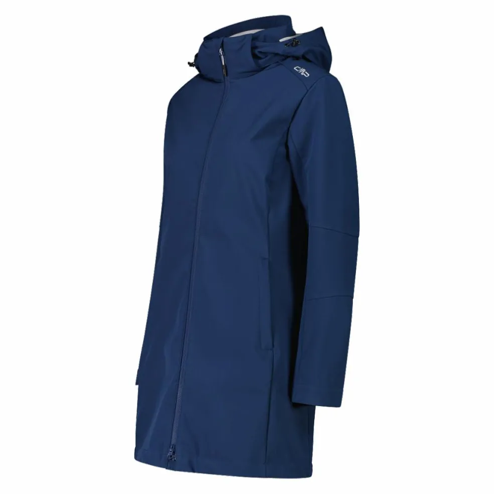 Giacca lunga da donna in softshell
