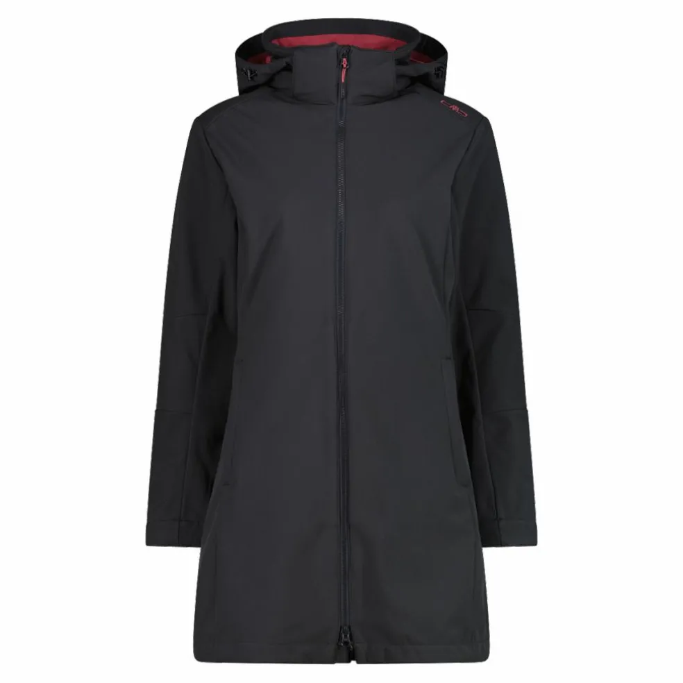 Giacca lunga da donna in softshell