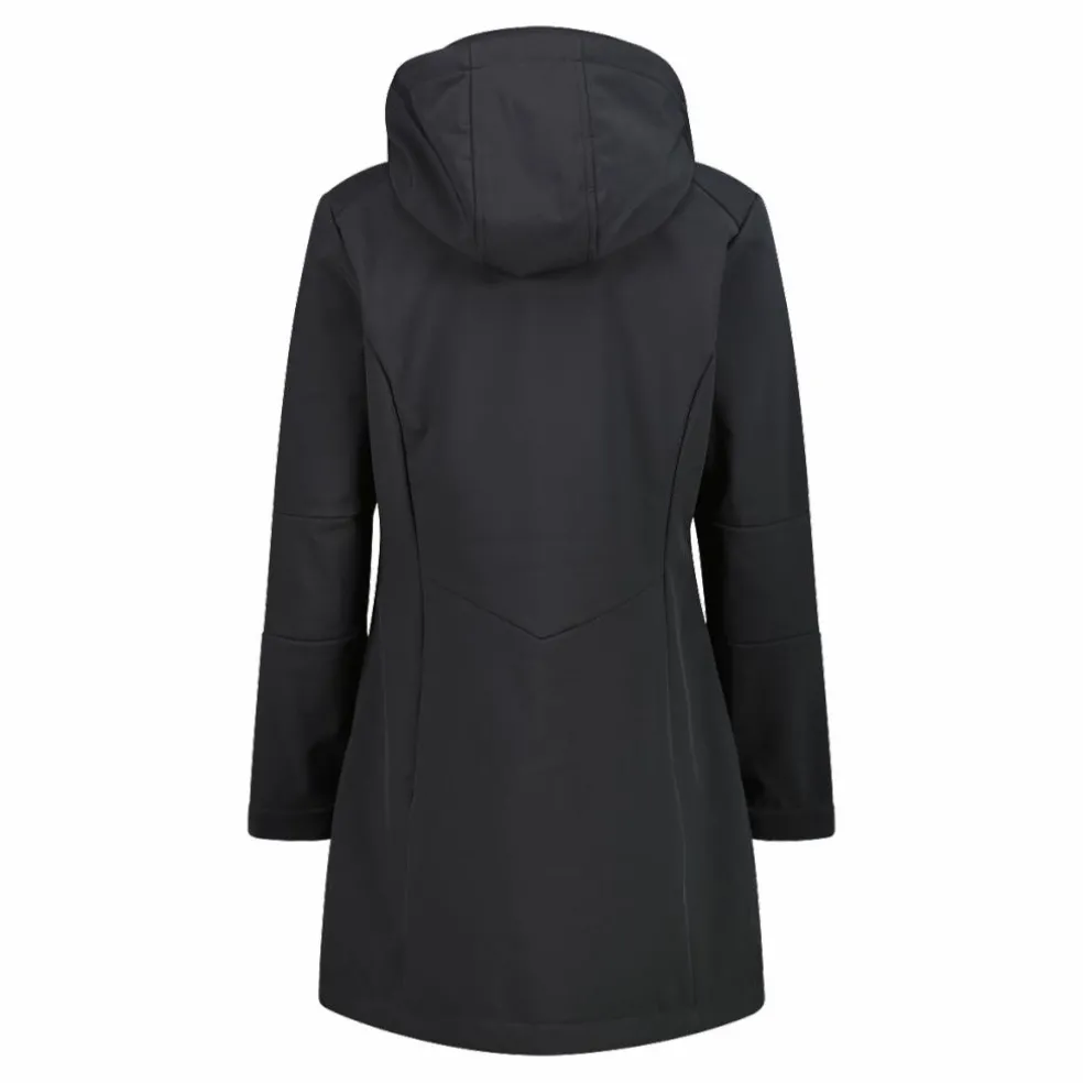 Giacca lunga da donna in softshell
