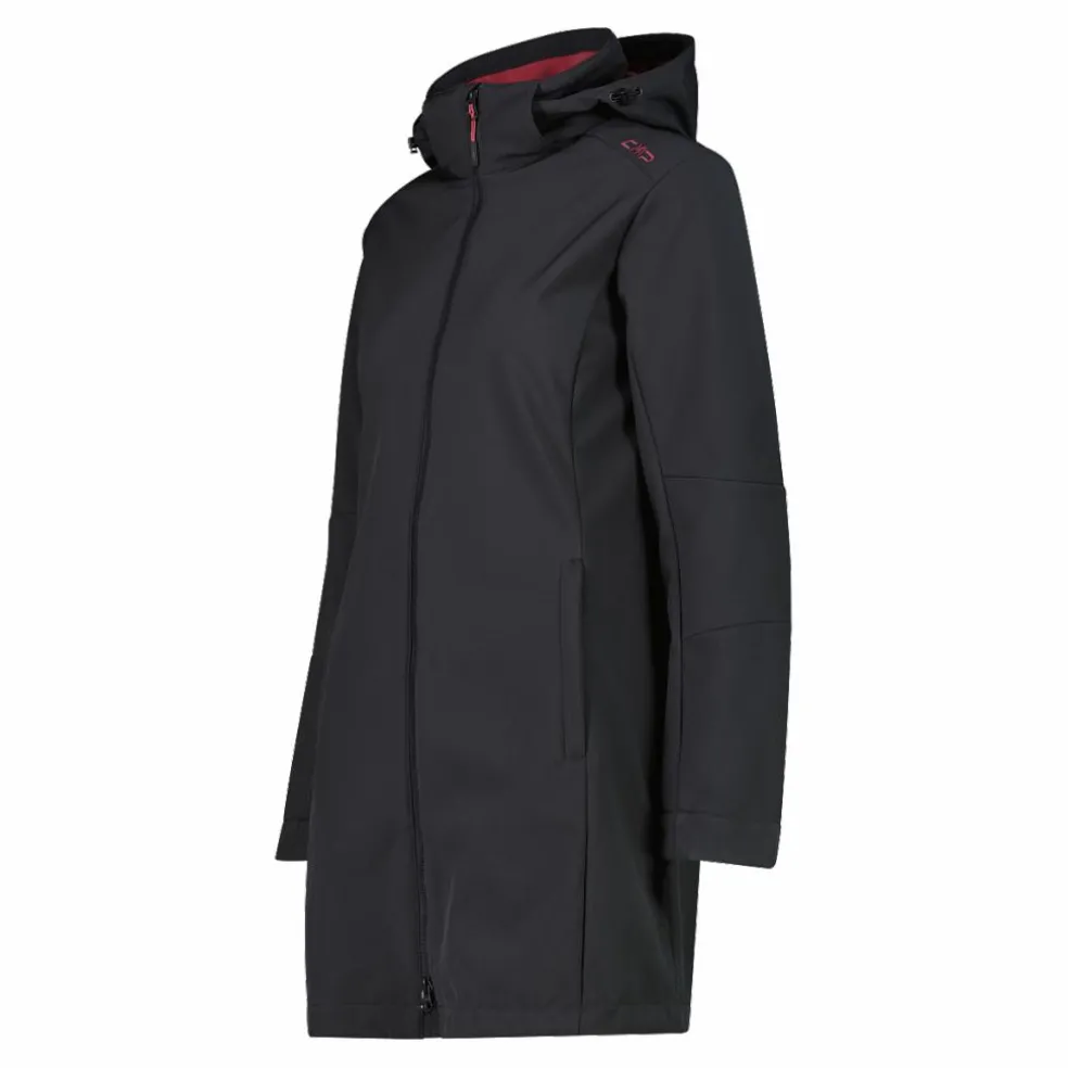 Giacca lunga da donna in softshell