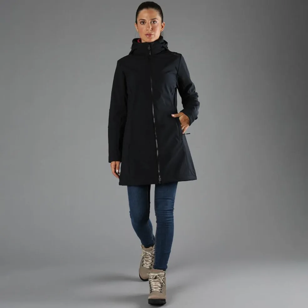 Giacca lunga da donna in softshell