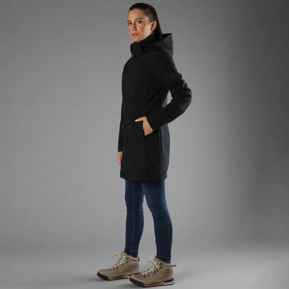 Giacca lunga da donna in softshell