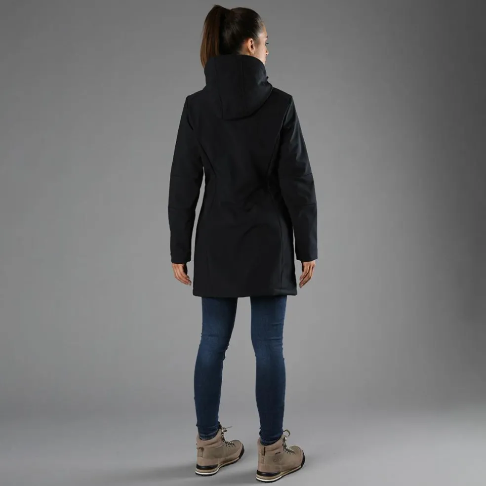 Giacca lunga da donna in softshell