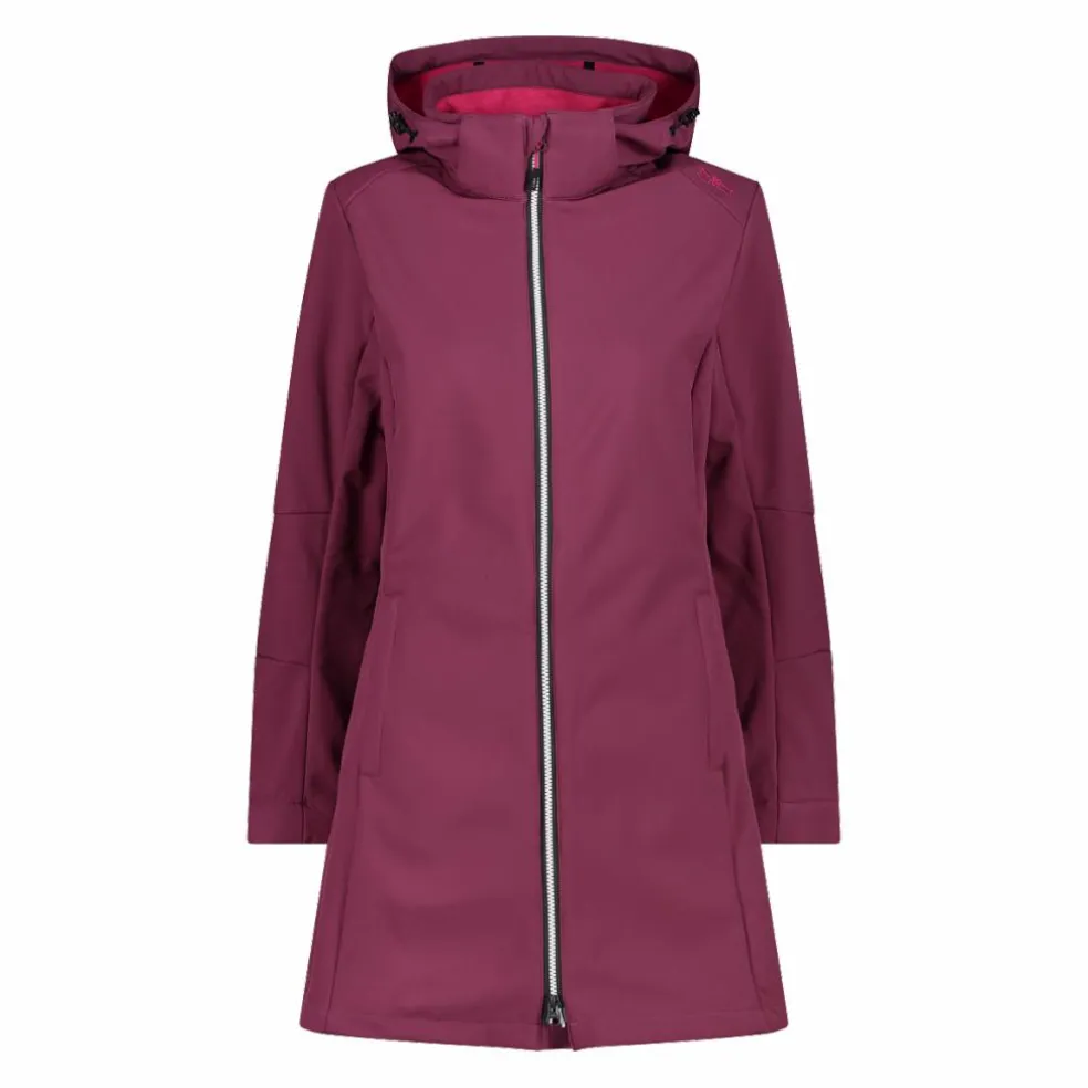 Giacca lunga da donna in softshell