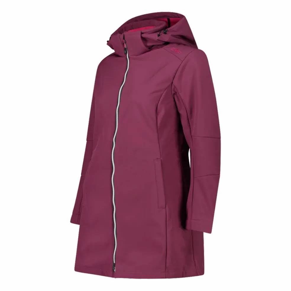 Giacca lunga da donna in softshell