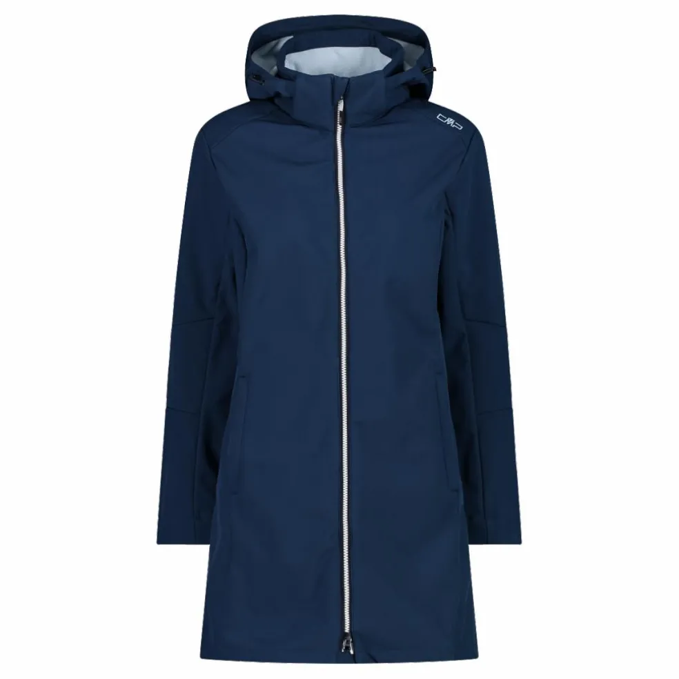 Giacca lunga da donna in softshell