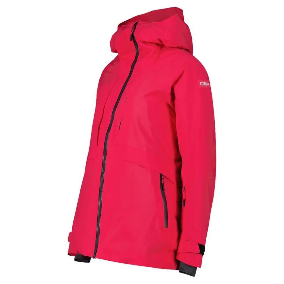 Giacca lunga da sci e snowboard da donna in mechanical stretch loose fit
