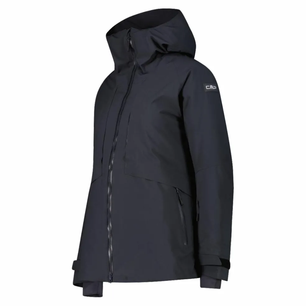 Giacca lunga da sci e snowboard da donna in mechanical stretch loose fit