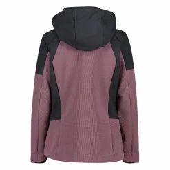 Giacca Softshell da Donna con Cappuccio e Motivo Grid-Jacquard Bicolor