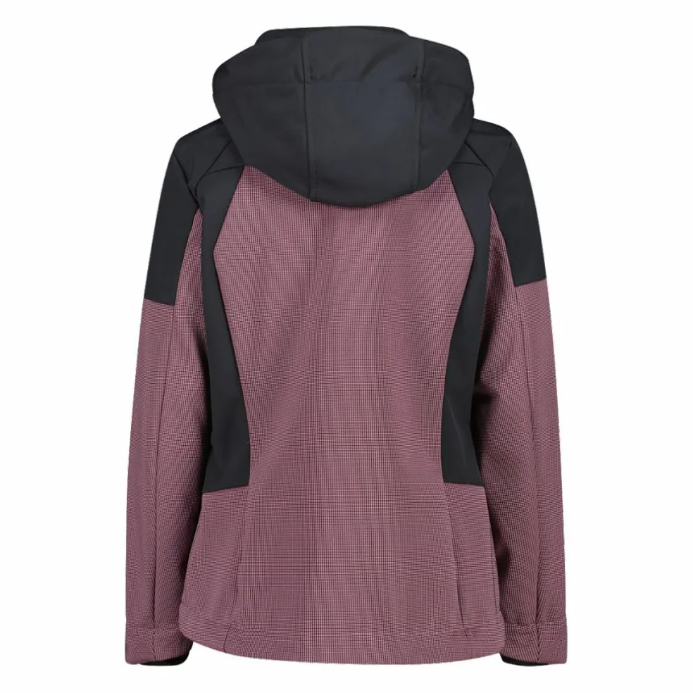 Giacca Softshell da Donna con Cappuccio e Motivo Grid-Jacquard Bicolor
