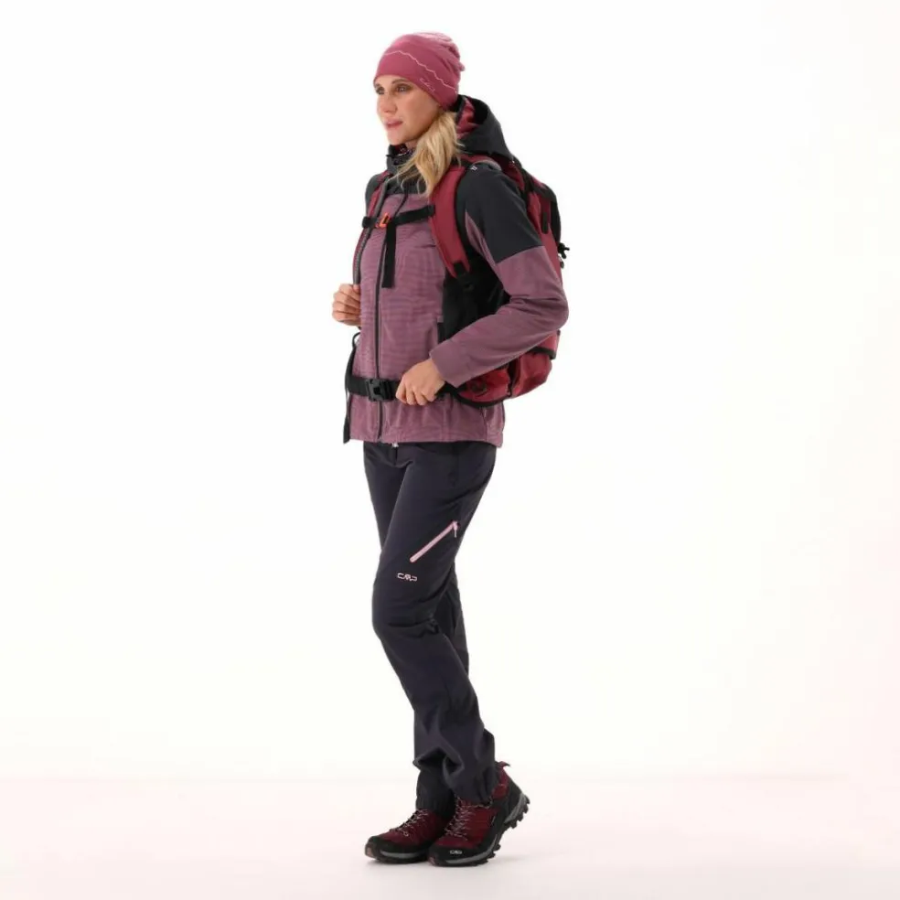 Giacca Softshell da Donna con Cappuccio e Motivo Grid-Jacquard Bicolor