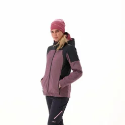 Giacca Softshell da Donna con Cappuccio e Motivo Grid-Jacquard Bicolor